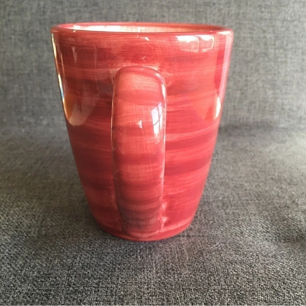 Festive, Colorful, Red Striped Ceramic Mug, 12 oz
